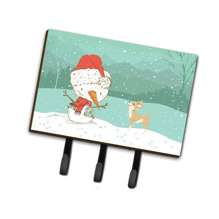 Carolines Treasures Tan Chihuahua Snowman Christmas Leash or Key Holder CK2081TH68